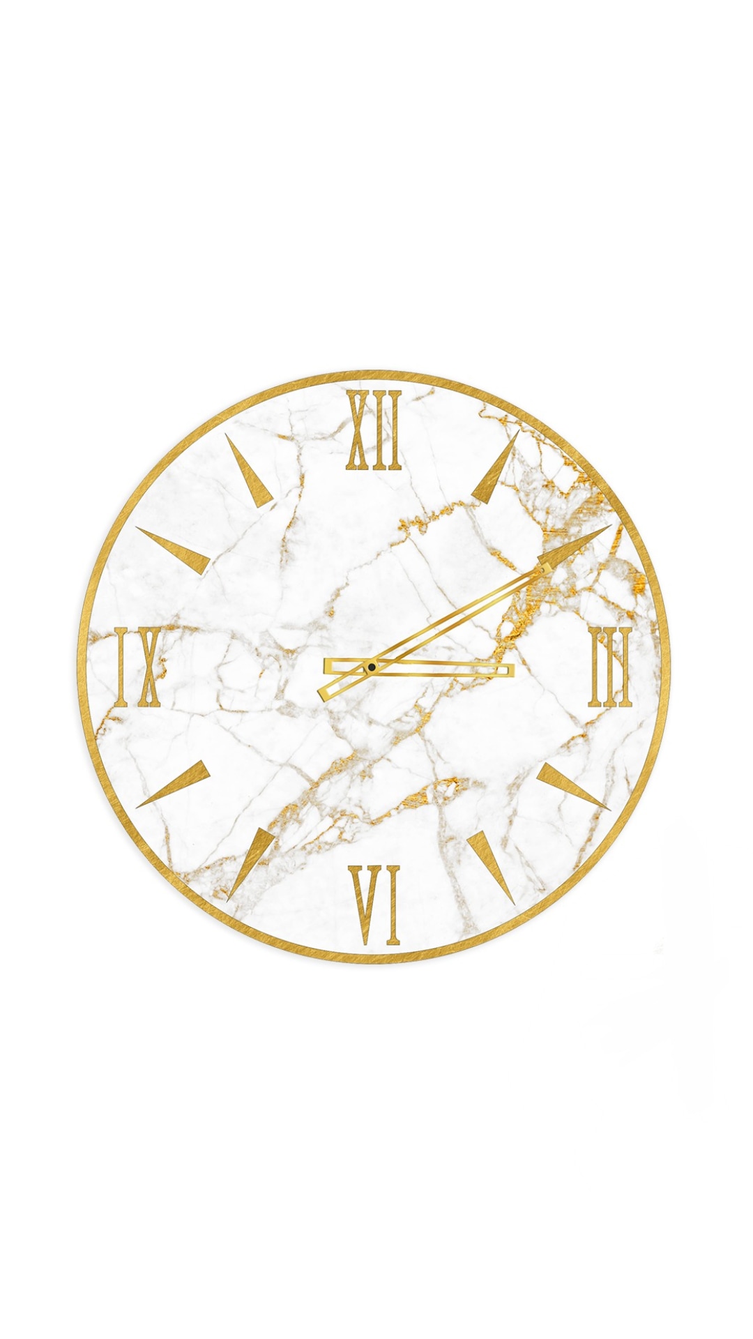 Orologio da Parete Moderno, 30x30 cm, effetto marmo bianco e oro.