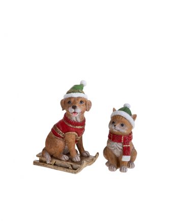 CANE E GATTO SET 2 PZ RESINA