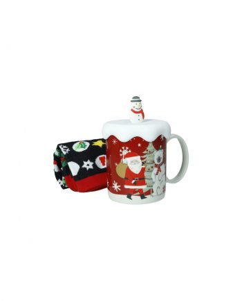 MUG NEW BONE CHINA CON TAPPO SILICONE E CALZINI COTONE