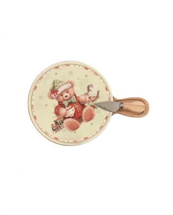 TAGLIERE “TEDDY” PORCELLANA/BAMBOO C/COLT FORM INOX