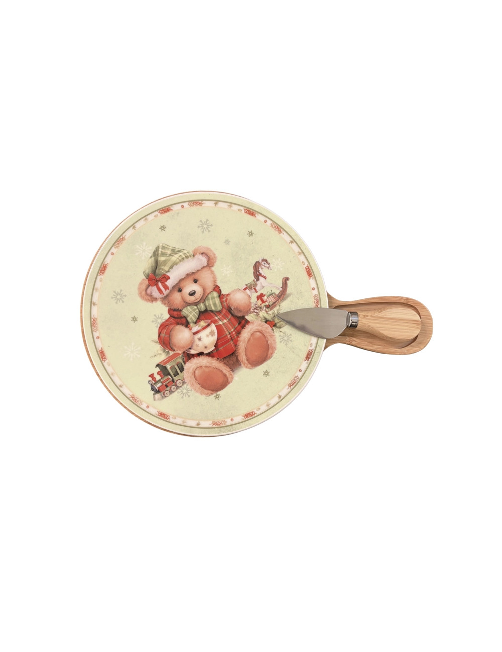 TAGLIERE “TEDDY” PORCELLANA/BAMBOO C/COLT FORM INOX