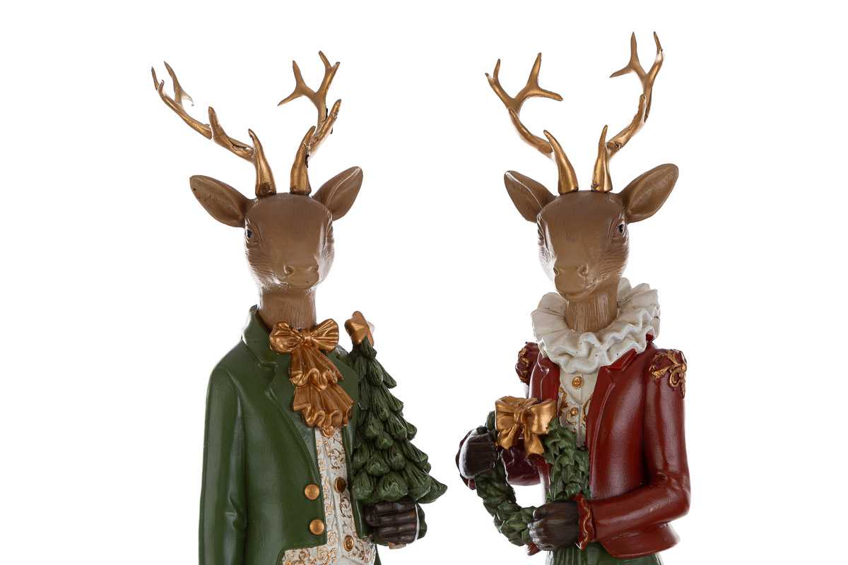 Coppia Renne Natalizie h.46cm