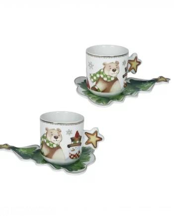 SET 2 TAZZINE CAFFÈ CON PIATTINO ABETE “RACCONTI”