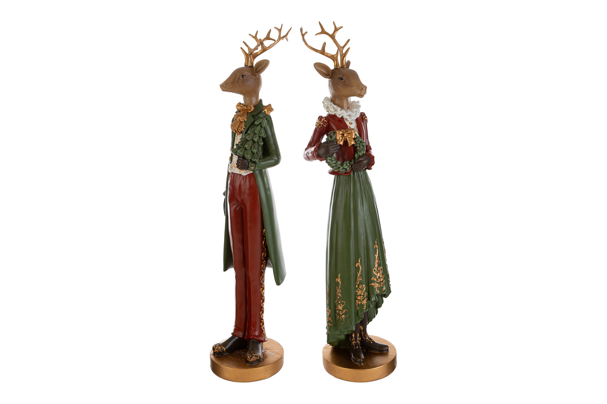 Coppia Renne Natalizie h.46cm