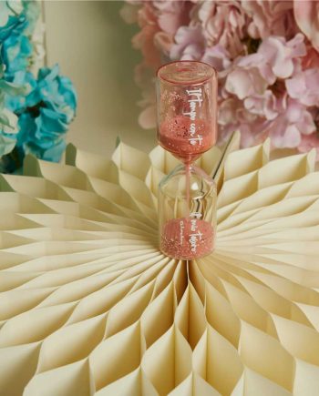 Bomboniera Clessidra con Frase Rosa 26215