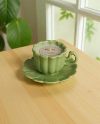 bomboniera economica candela profumata in tazza verde