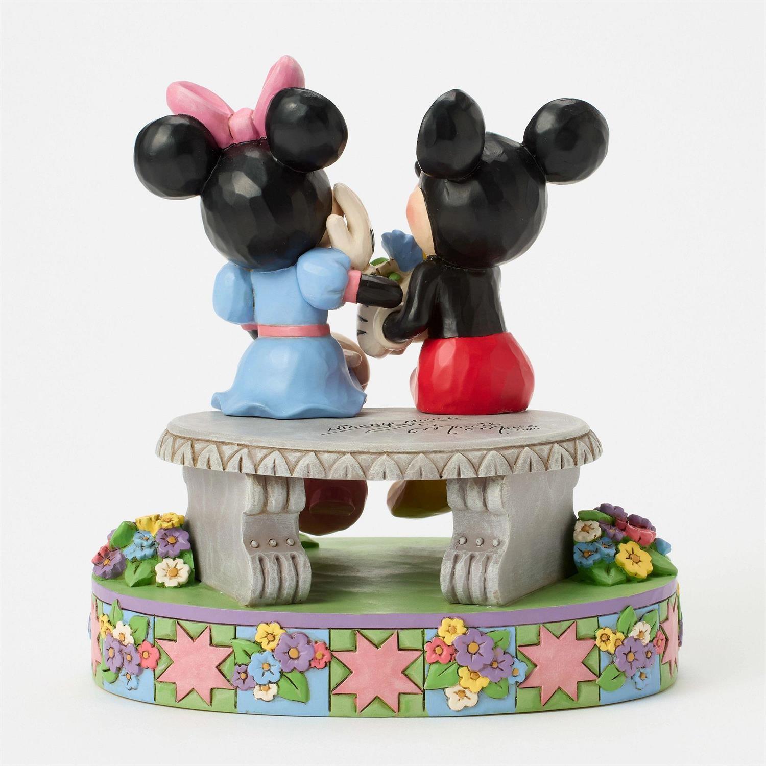 Statuetta Topolino E Minnie Sulla Panchina a Primavera - Disney Traditions