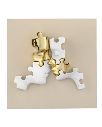 Quadretto Visi Puzzle Tortora e Oro
