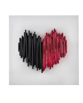 Quadretto Bianco con Cuore Nero e Rosso