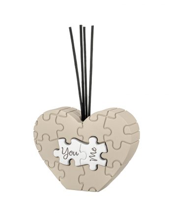 Profumatore Cuore Puzzle Bianco e Tortora