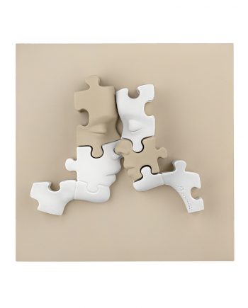 Quadretto Visi Puzzle Tortora e Bianco