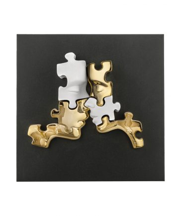 Quadretto Visi Puzzle Bianco e Oro 