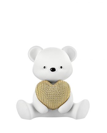 Teddy Bianco con Cuore Oro Brillantinato