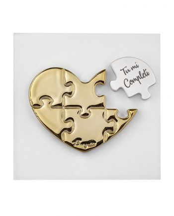 Quadretto Cuore Puzzle Bianco e Oro