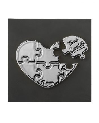 Quadretto Cuore Puzzle Nero e Argento