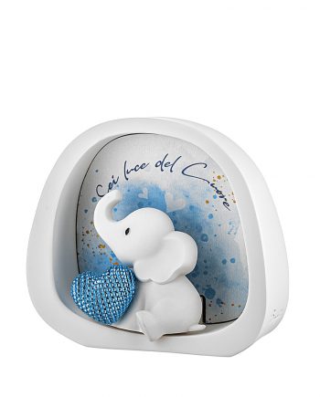 ELEFANTINO CON CUORE CELESTE LUCE LED