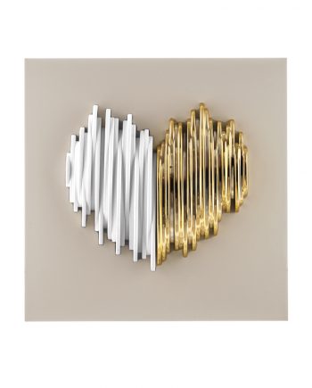 Quadretto Tortora con Cuore Oro e Bianco