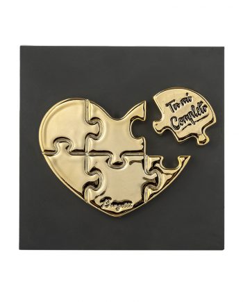 Quadretto Cuore Puzzle Nero e Oro