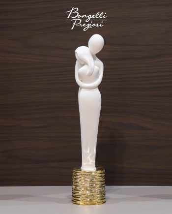 SCULTURA COPPIA ABBRACCIO BIANCO E ORO