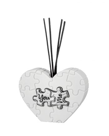 Profumatore Cuore Puzzle Bianco e Argento 