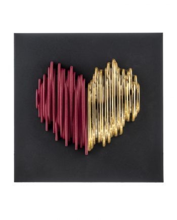 Quadretto Nero con Cuore Oro e Rosso