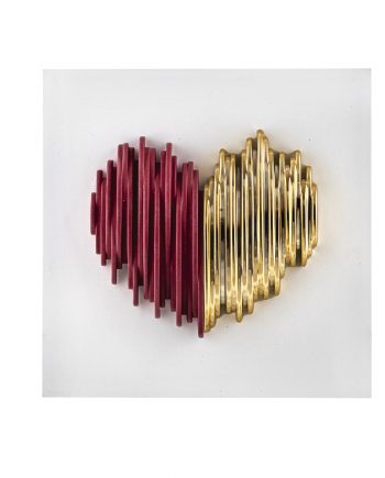 Quadretto Bianco con Cuore Oro e Rosso