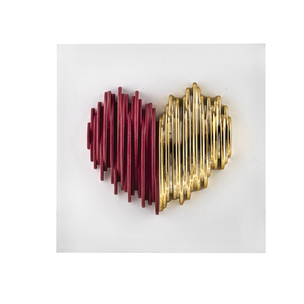 Quadretto Bianco con Cuore Oro e Rosso