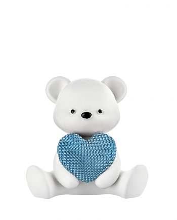 Teddy Bianco con Cuore Celeste Brillantinato