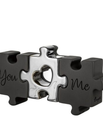 Scultura Puzzle Nera e Argento