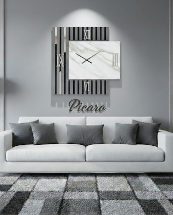 Orologio da parete grande moderno effetto doghe grigio cannettato