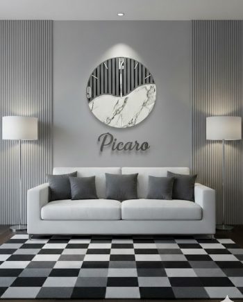 orologio da parete grande moderno wave cannettato grigio con richiami argento